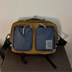 Topo Designs Brown and Blue Messenger Bag Urban Style